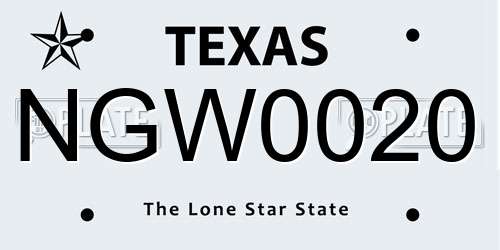 NGW0020 Texas License Plate