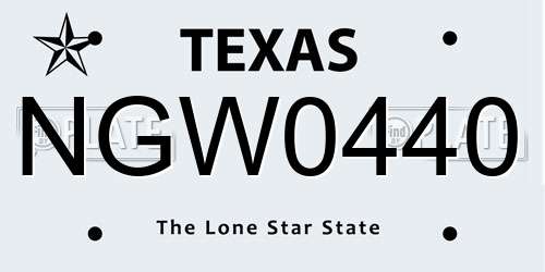 NGW0440 Texas License Plate