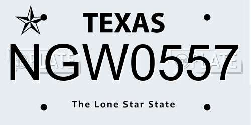 NGW0557 Texas License Plate
