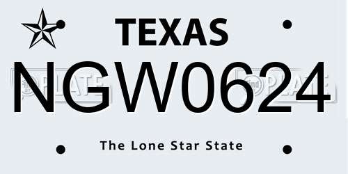 NGW0624 Texas License Plate