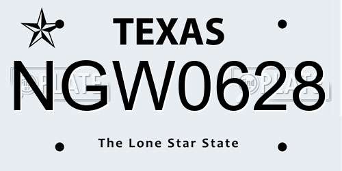NGW0628 Texas License Plate