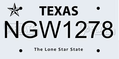 NGW1278 Texas License Plate