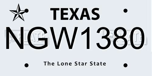 NGW1380 Texas License Plate
