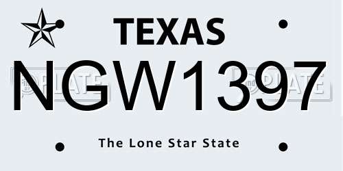 NGW1397 Texas License Plate