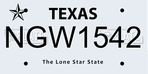NGW1542 Texas License Plate