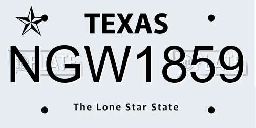 NGW1859 Texas License Plate