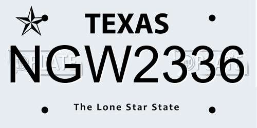 NGW2336 Texas License Plate
