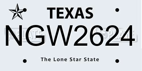 NGW2624 Texas License Plate