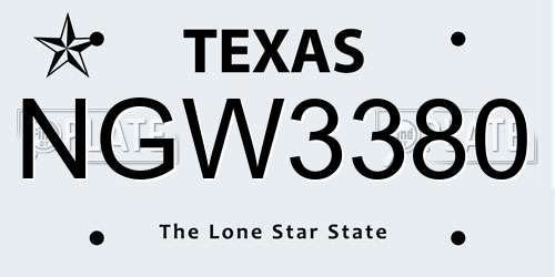 NGW3380 Texas License Plate
