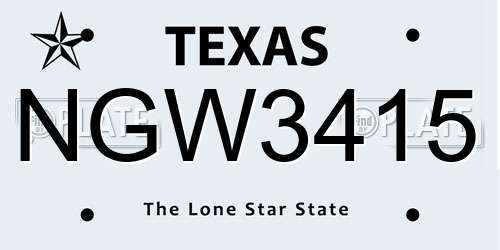 NGW3415 Texas License Plate