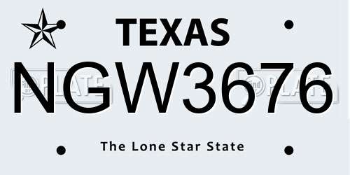 NGW3676 Texas License Plate