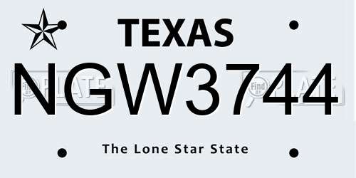 NGW3744 Texas License Plate