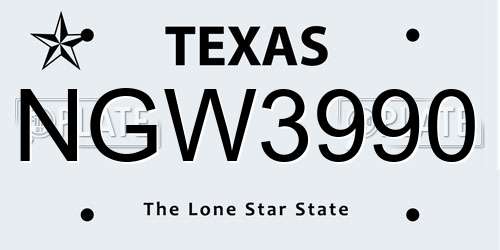 NGW3990 Texas License Plate