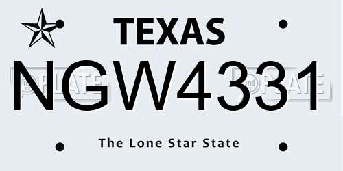 NGW4331 Texas License Plate