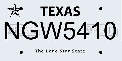 NGW5410 Texas License Plate