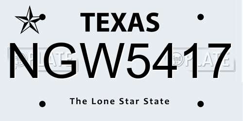 NGW5417 Texas License Plate
