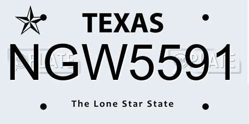 NGW5591 Texas License Plate