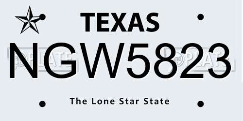 NGW5823 Texas License Plate