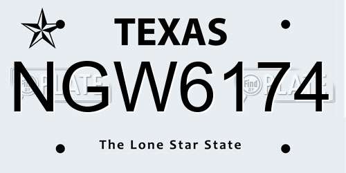 NGW6174 Texas License Plate