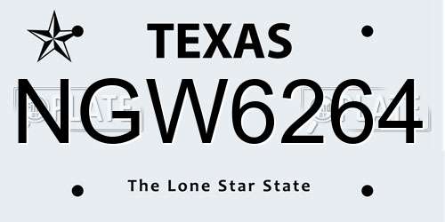 NGW6264 Texas License Plate