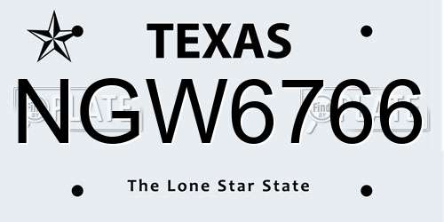 NGW6766 Texas License Plate