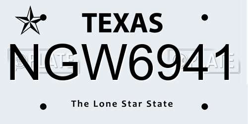 NGW6941 Texas License Plate