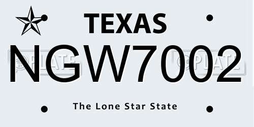 NGW7002 Texas License Plate