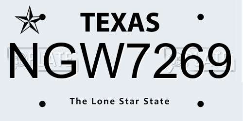 NGW7269 Texas License Plate