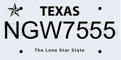 NGW7555 Texas License Plate