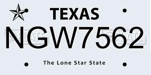 NGW7562 Texas License Plate