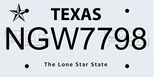 NGW7798 Texas License Plate