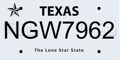 NGW7962 Texas License Plate