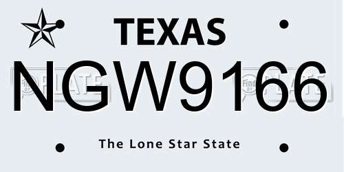 NGW9166 Texas License Plate