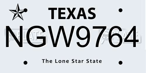 NGW9764 Texas License Plate