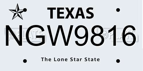 NGW9816 Texas License Plate