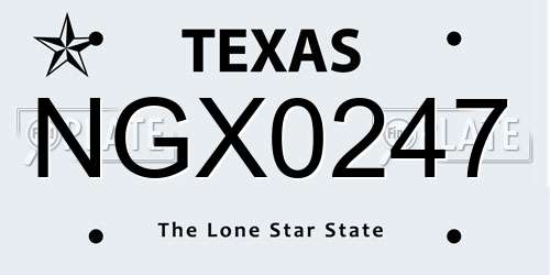 NGX0247 Texas License Plate