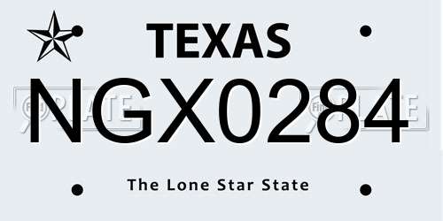 NGX0284 Texas License Plate