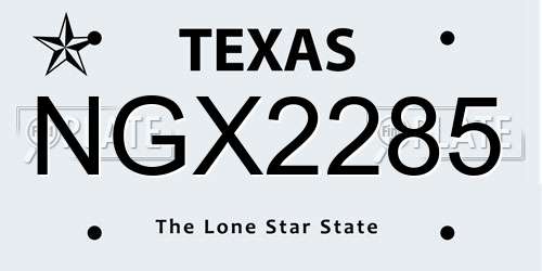 NGX2285 Texas License Plate
