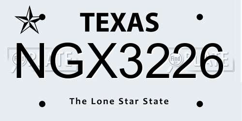 NGX3226 Texas License Plate