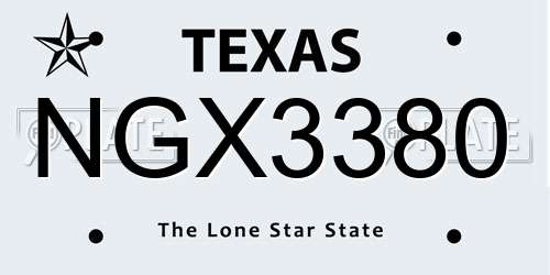 NGX3380 Texas License Plate