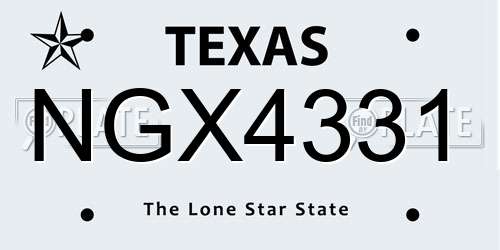 NGX4331 Texas License Plate