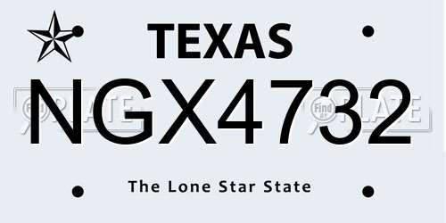 NGX4732 Texas License Plate