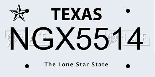NGX5514 Texas License Plate