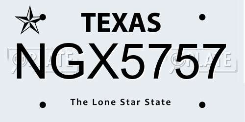 NGX5757 Texas License Plate
