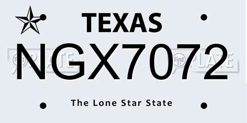 NGX7072 Texas License Plate