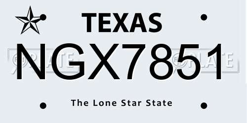 NGX7851 Texas License Plate