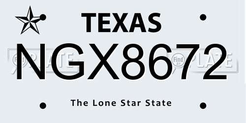 NGX8672 Texas License Plate