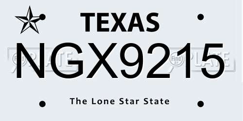 NGX9215 Texas License Plate