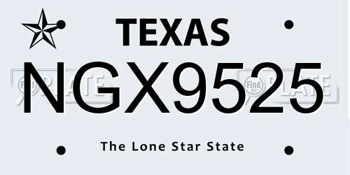 NGX9525 Texas License Plate