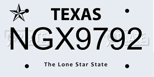 NGX9792 Texas License Plate